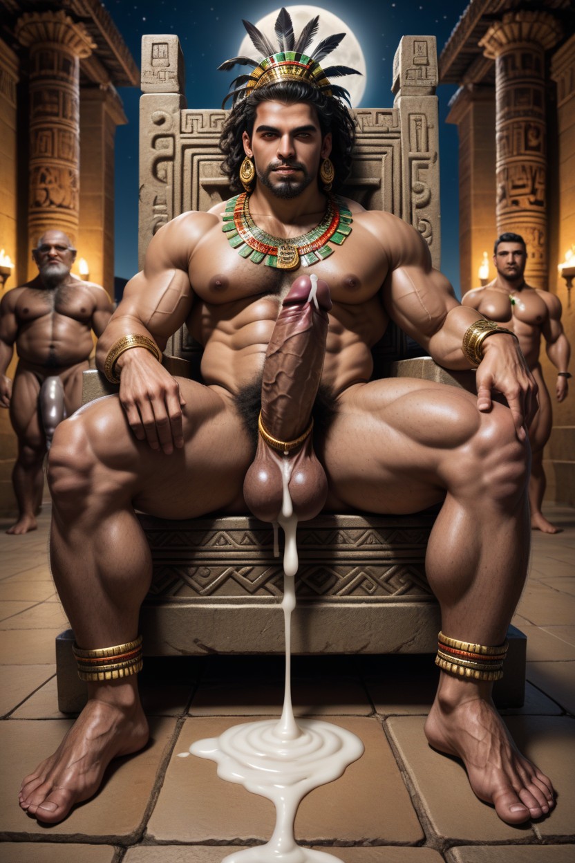 Sitting On A Throne, Extreme Pubic Hair, Huge Penis AI Gay Porn