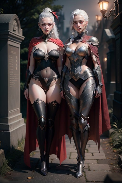 Full Body, Full Body Vampire Armour With Cape Covering Whole Body, Rounded Ass Hentai IA pornografia