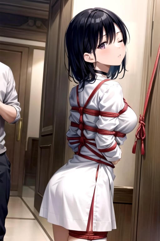 Very Short Hair, School Uniform, Shibari Hentai AI Porn