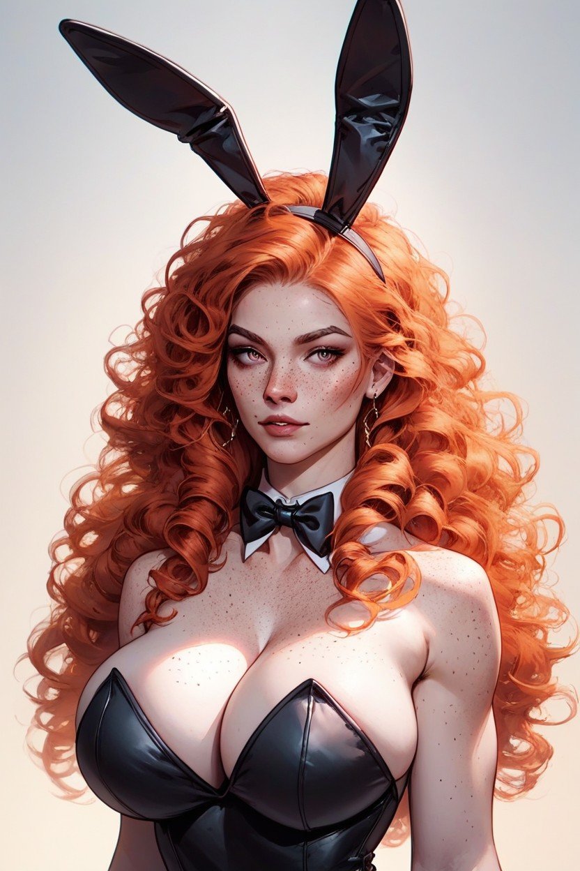 Britannique, Bunny Costume, Cheveux RouxPorno IA