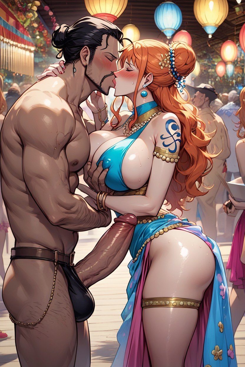 Kiss, Nami From One Piece, In The Middle Of Carnival StreetPorno IA