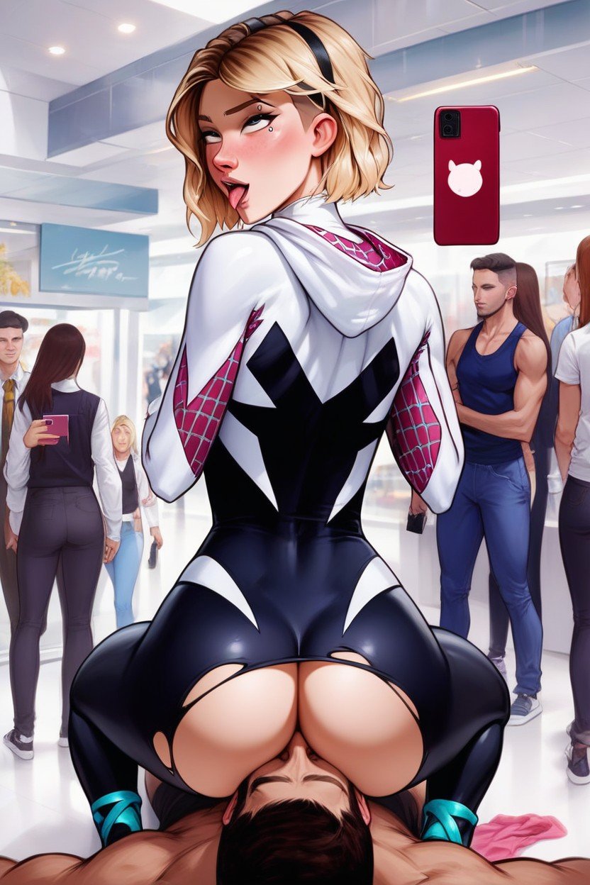 Gwen Stacy In Spider Suit, Many People Arround, FemaleヘンタイAIポルノ