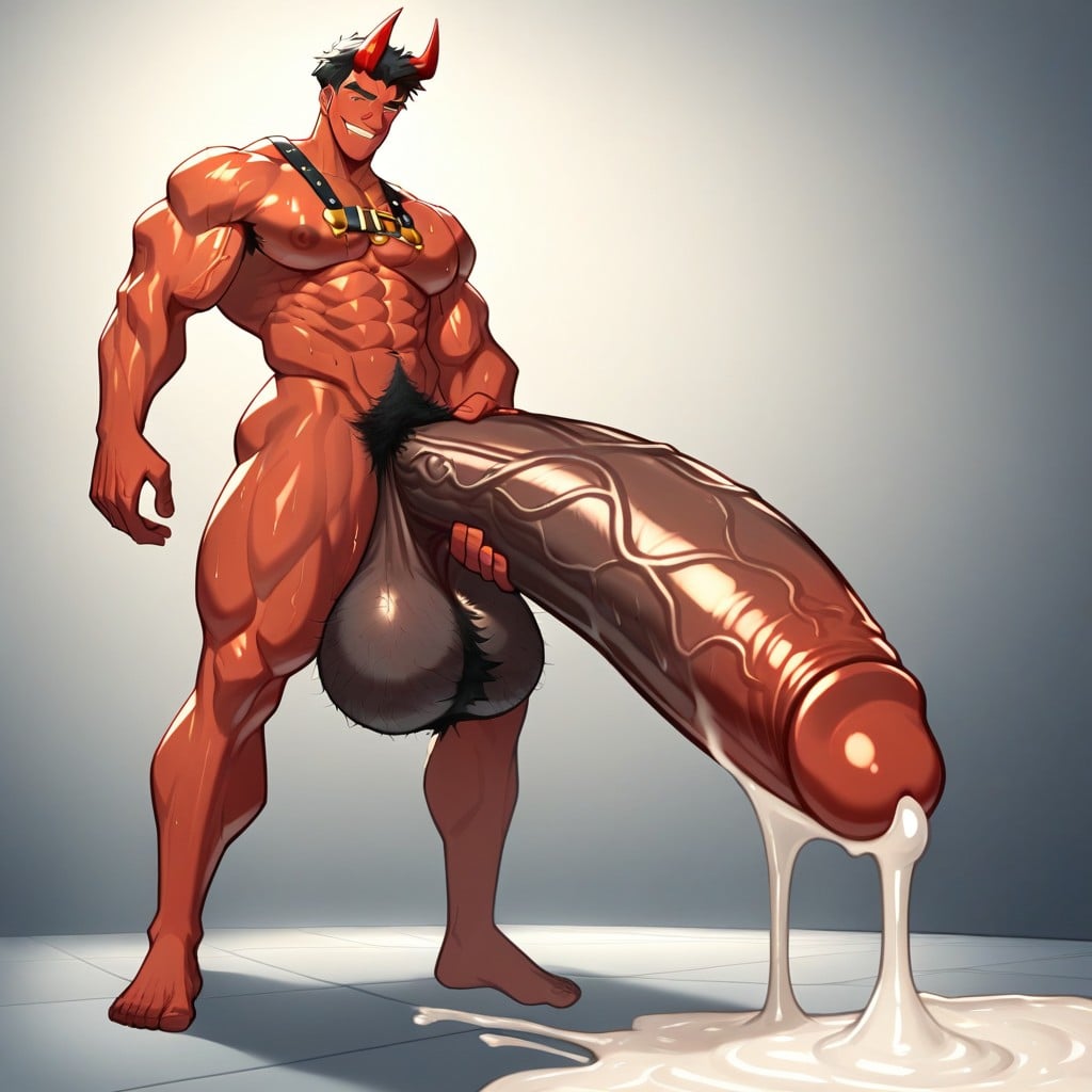 Veiny Cock, Huge Muscular, Démon Tails AI Gay Porn