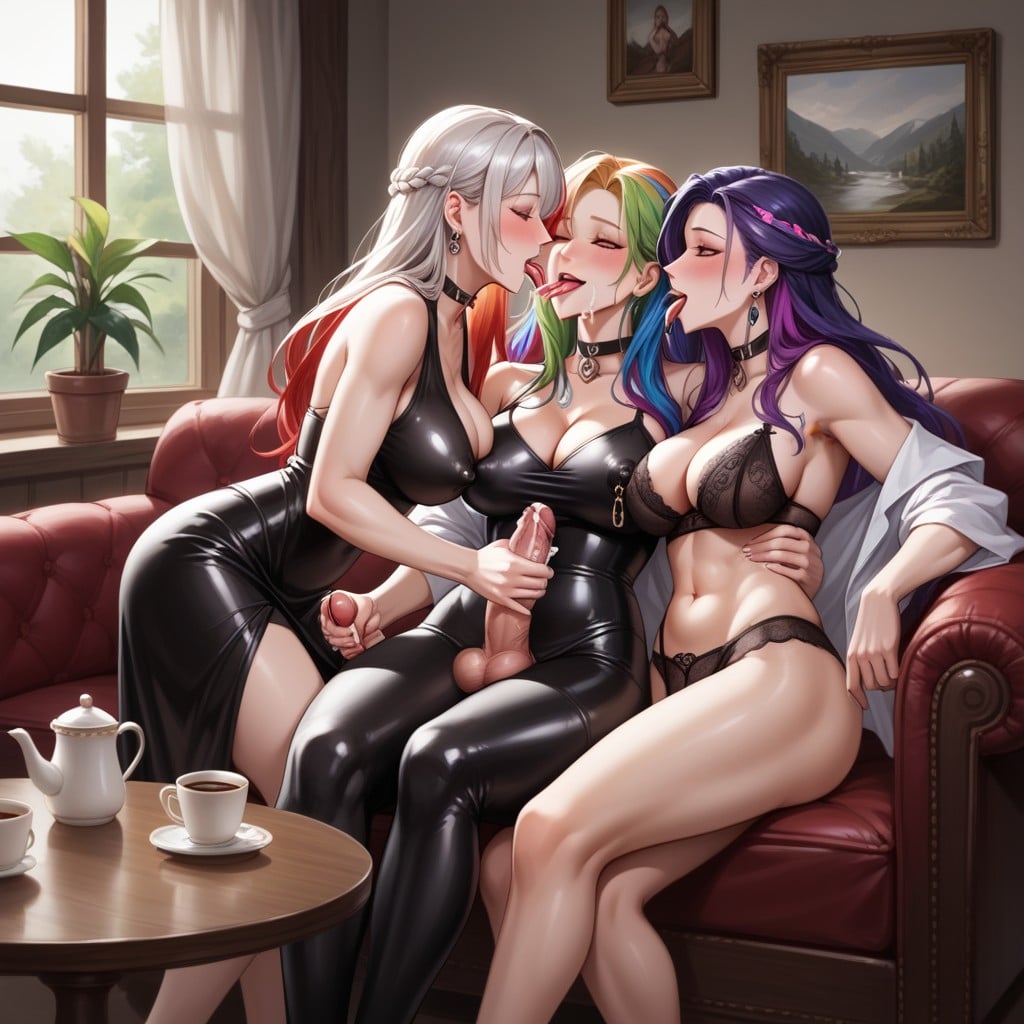 Fucking, Happy, Multi Colored Hair Hentai AI Porn