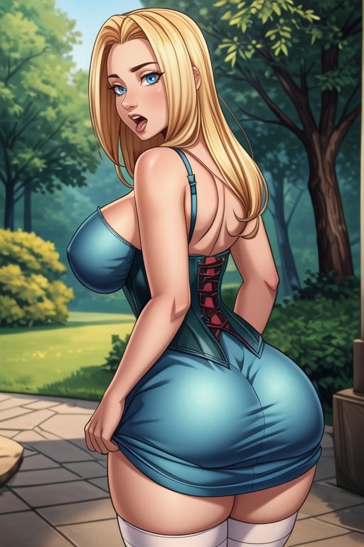 Forest, White Stockings, Blonde Hentai AI Porn