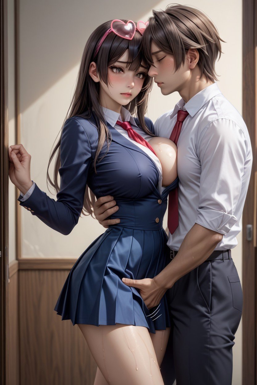 Motion Lines, School Uniform, Fingering To Creampie Hentai IA pornografia