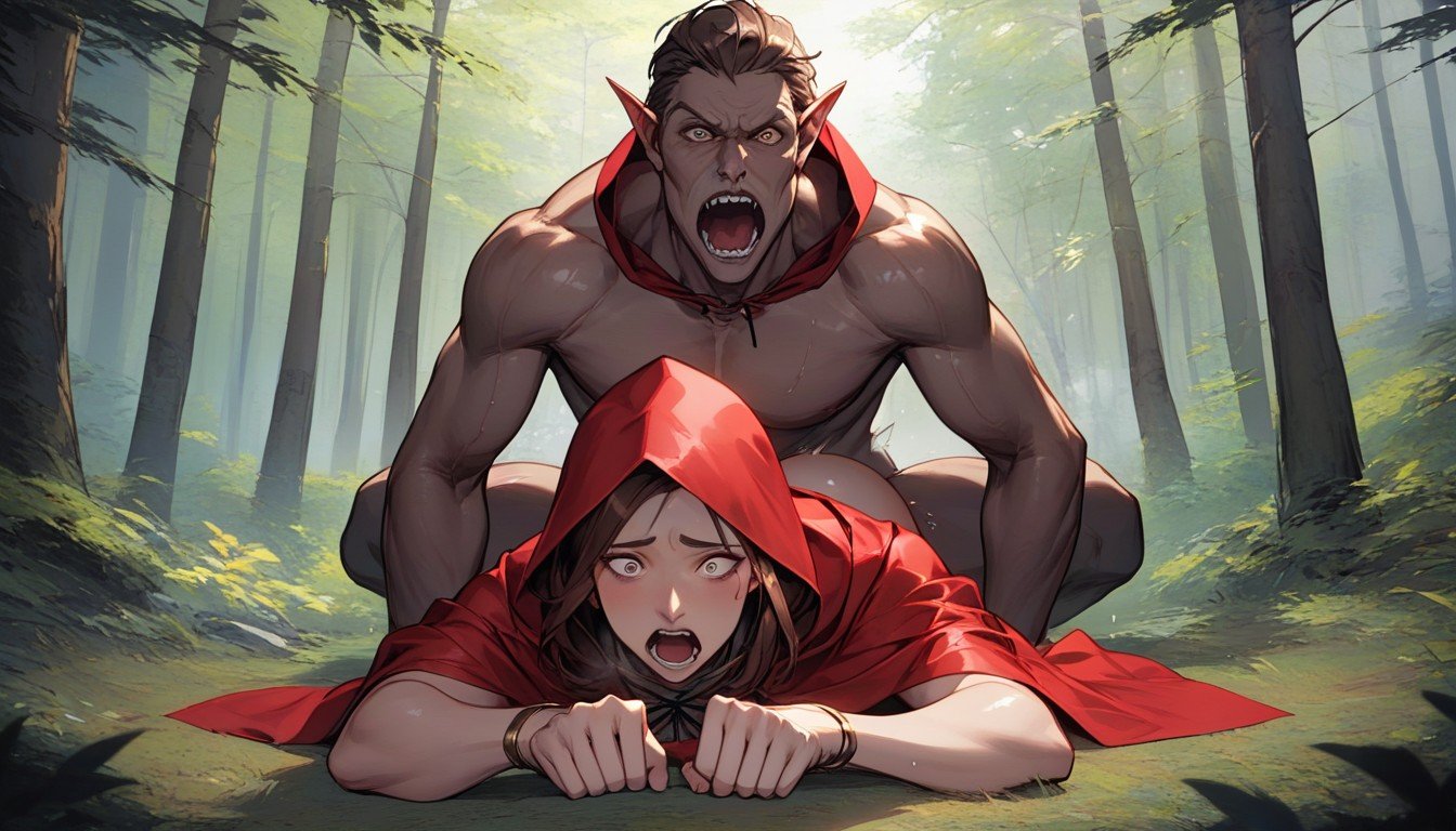 Red Riding Hood Being Fucked, 엎드린 자세, 프론트뷰헨타이 AI 포르노