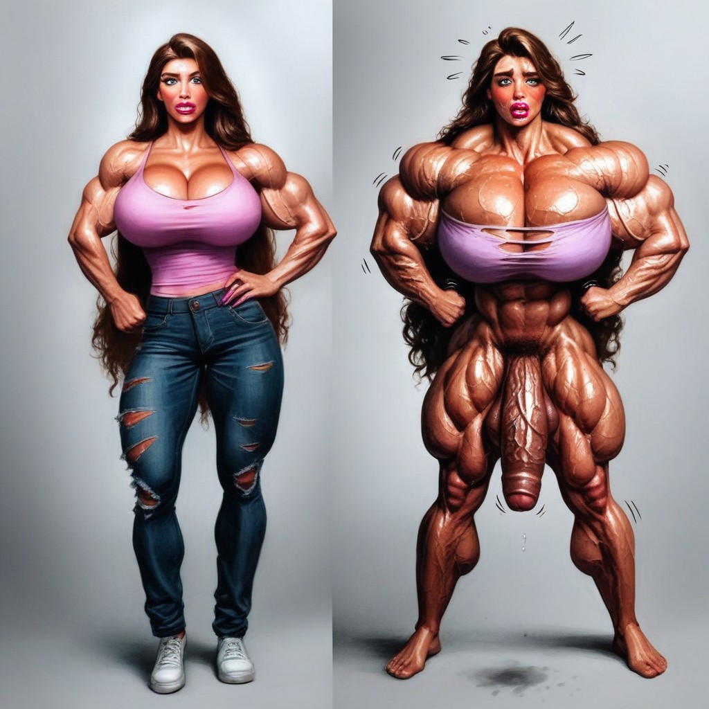 Hyper Extremely Veins, Veiny Foreskin, Muscle Growth Story Shemale AI Porn