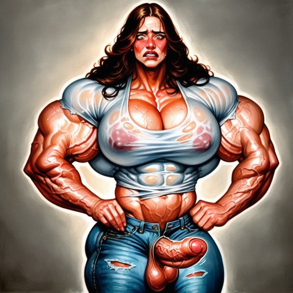 Dick With Veiny Forskin, Prison Background, Visible Veins Shemale AI Porn