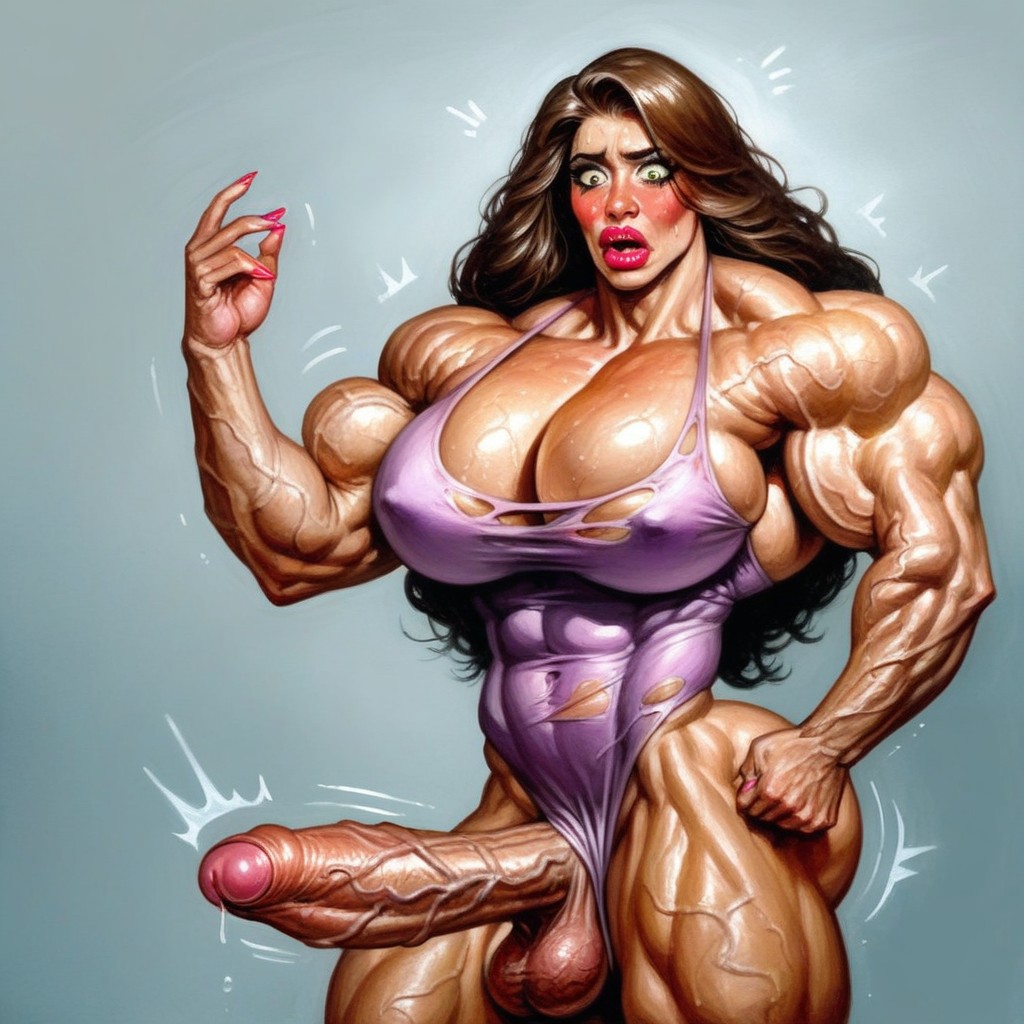 Shocked Impression, Big Massive Veins, Long Length Shemale AI Porn