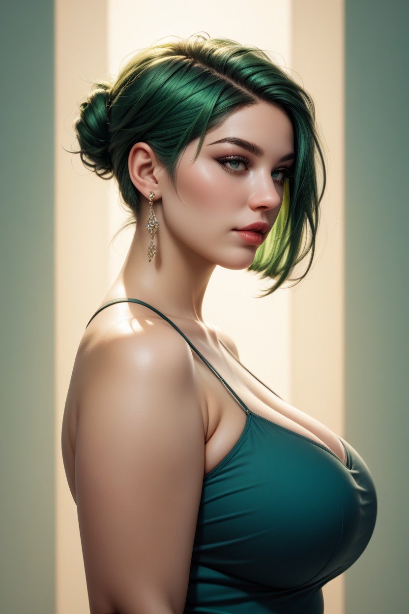 Pixie Cut, Green Hair, Dusk Hentai AI Porn