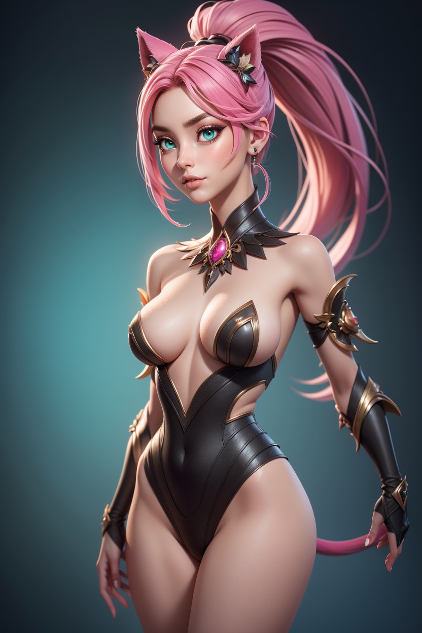 Big Eyes, Pink Puffy Nipples, Waist Hentai AI Porn