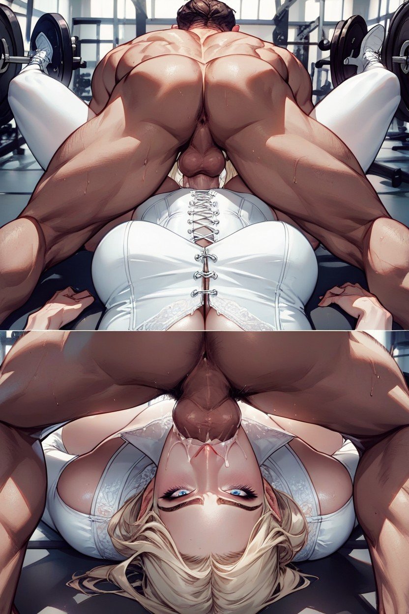 Emma Frost Wearing A White Corset, Deepthroat, Laying On Her BackAI 포르노