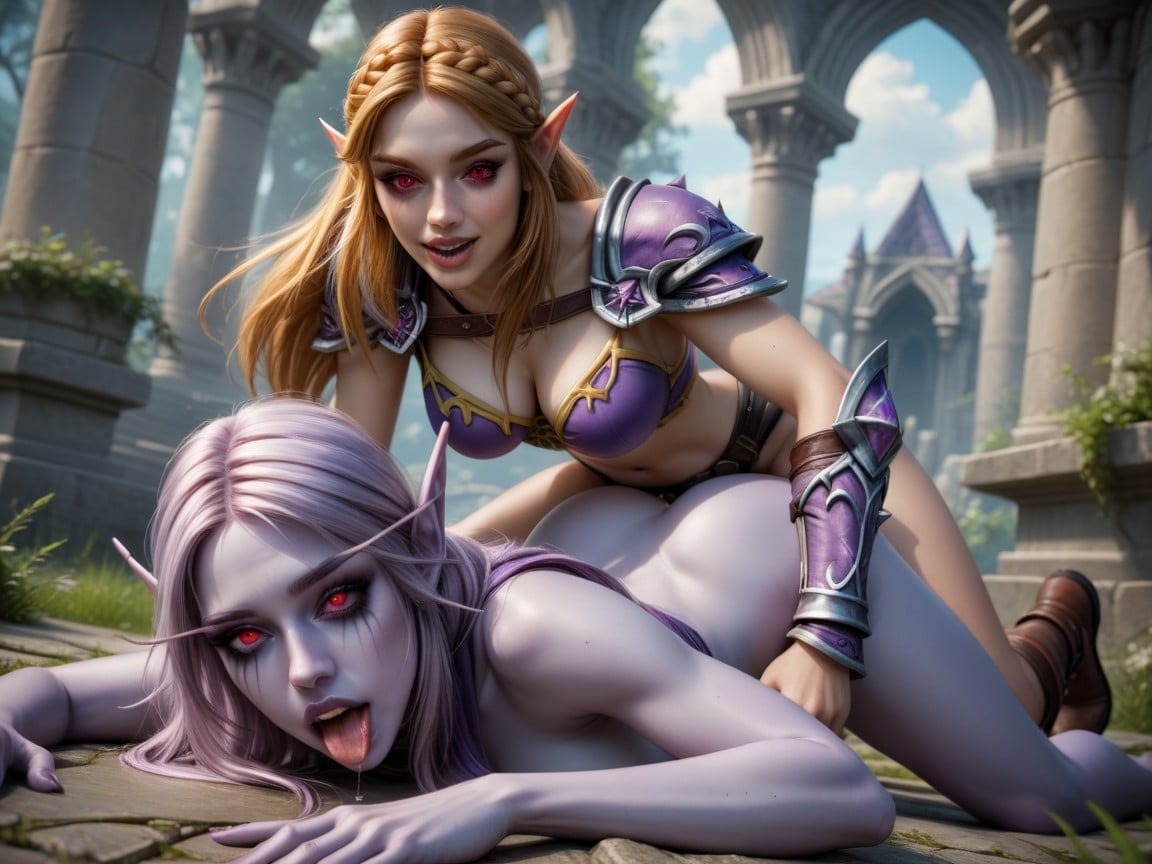 Sylvanas Dominate Zelda, Restrained, OilyAIポルノ