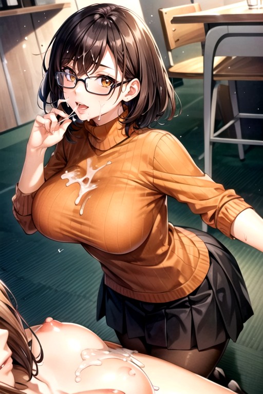 2 Personnes, Velma (scooby Doo), ÉjaculationPorno IA Hentai