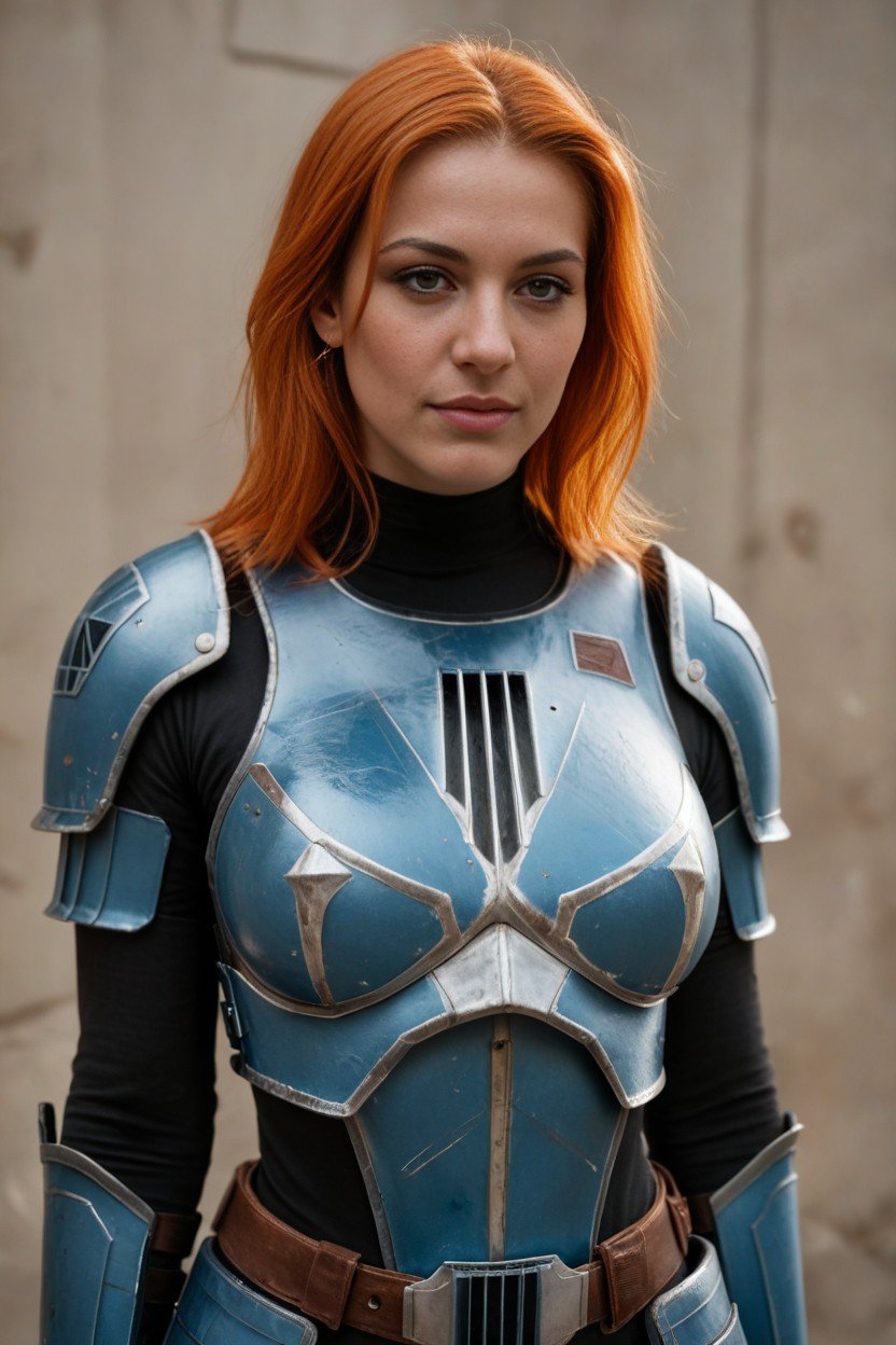 Bo-katan In Sexy Mandalorian Armor Big Tits Chestplate, ジンジャーヘア, 滑ったAIポルノ