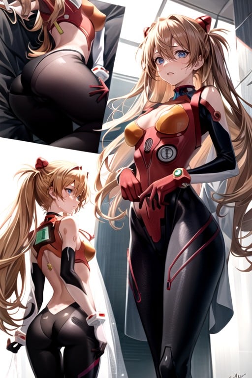 Detailed Vagina With A Slit; Black Translucent Patterned Stockings With White Bows; White Gloves With A Black Pattern; Red Tattoo Of A Heart With Lines On The Face; Bare Shoulders; A Monochromatic Choker Around My Neck; On Top Of A White Veil With A Black Pattern; Sad; Cries A Lot;, Asuka (evangelion), Blacklinear Swimsuit In A Stretch From Shoulder To Chest To Vagina; Black And White Sleeves On The Arms; Rounded Ass; ; Sweaty; A Athletic Body; Slightly Bare Thighs; Half Naked Thighs; A Bare Hentai AI Porn