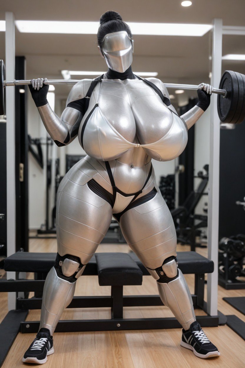 Hair Bun, Robot Girl With No Face, Massive Tits AI Porn