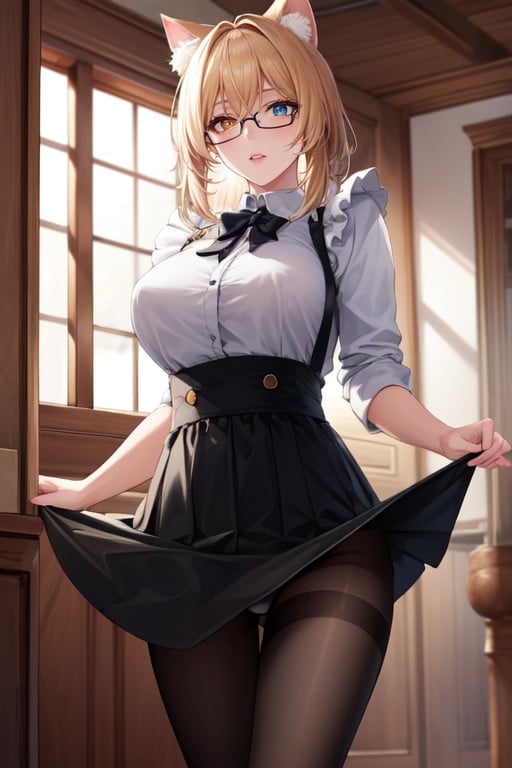 Cat Ears, Heterochromia, Maid Outfit Hentai IA pornografia