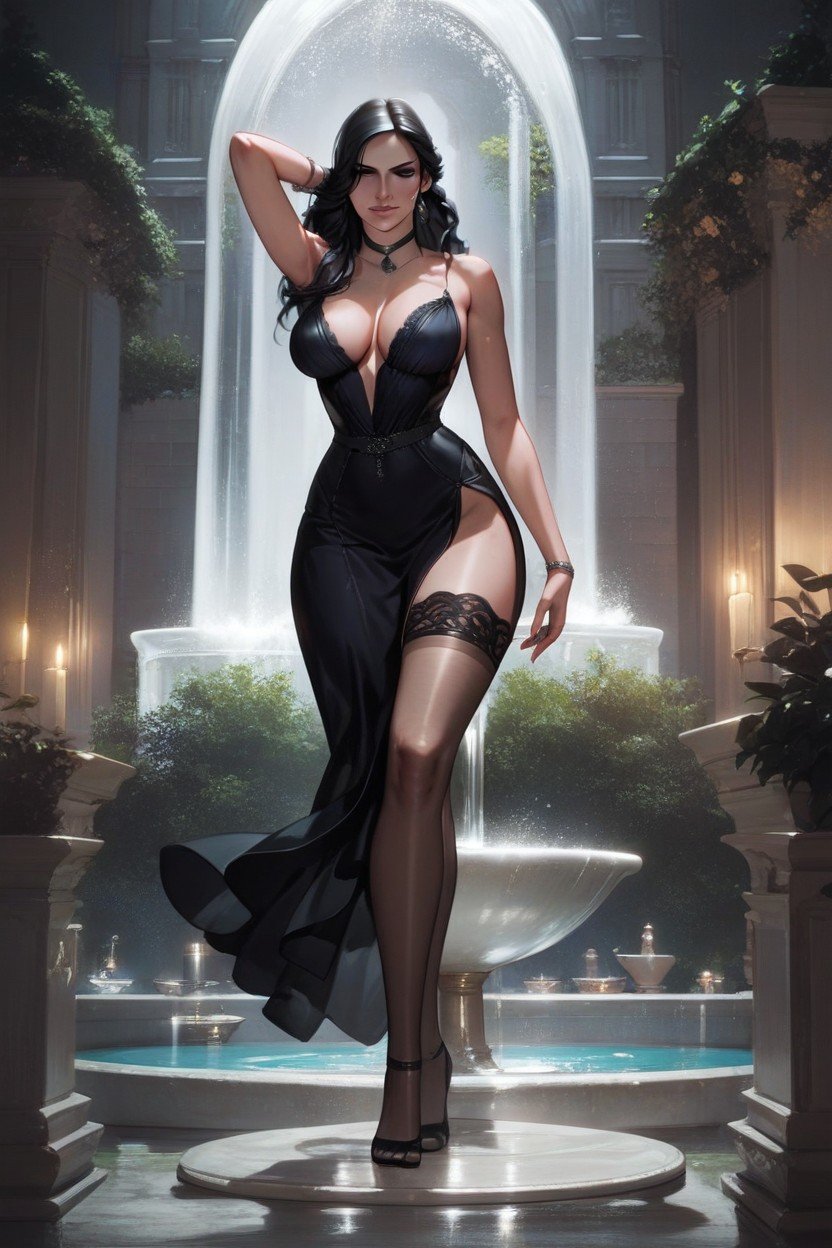 Black Dress, Dancing With Geralt, Yennefer From Witcher AI Porn