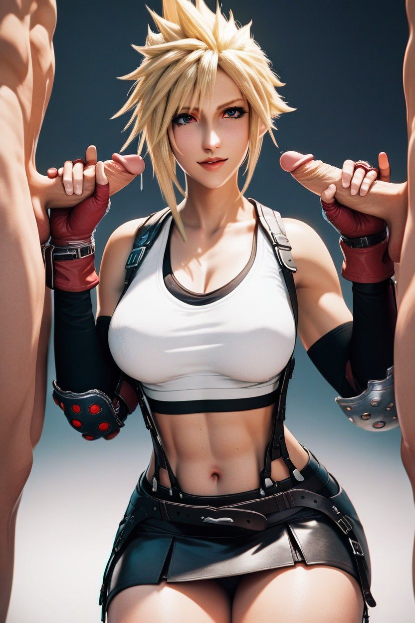 Handjob Cloud Strife Rd Person, Tifa Lockhart, Poitrine MoyennePorno IA