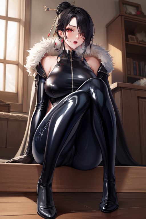 Sitting Down, Lulu (final Fantasy), Latex Suit AI Porn