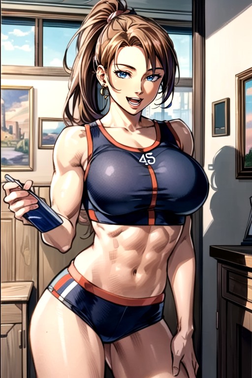 Comic, Muscular, Ponytail AI Porn