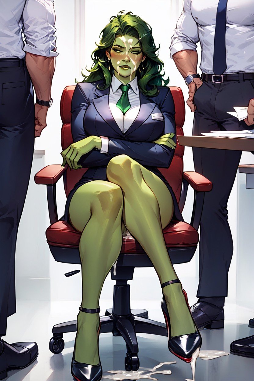 Man Cumming On She-hulk's Face, She-hulk Sitting, Full Body AI Porn