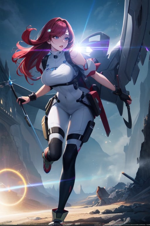 Long Red Hair Curling Around Her Body, Pokèmon Team Rocket Jessie White Pvc Bodysuit, Pokemon Weezing Flying Behind Her Emitting Green Puffs Of SmokeAI 포르노