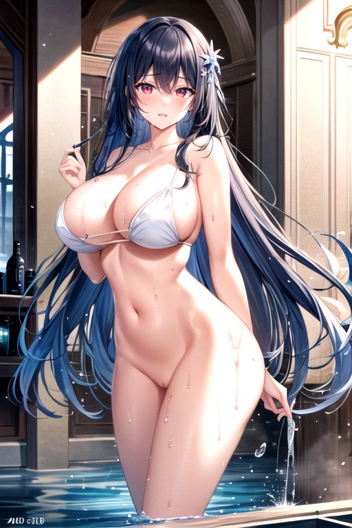 Blue Hair, Naked, WomanAI黄漫