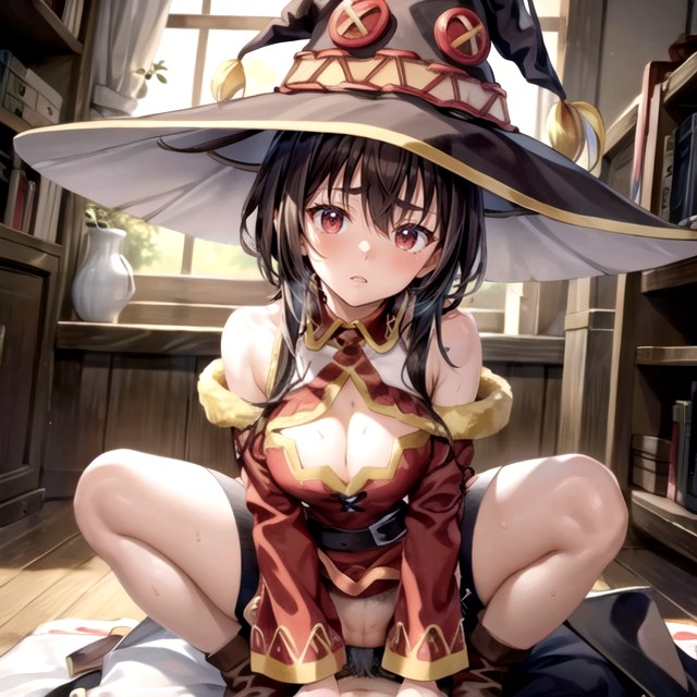 Megumin Chupandomela, Vêtements Ouverts, S'asseoirPorno IA Hentai