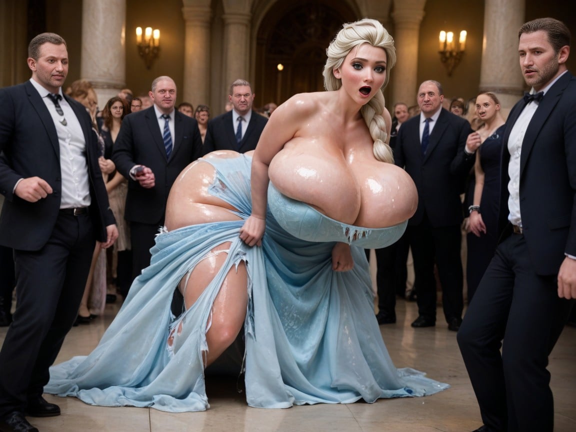 Elsa Shocked By Gigantic Breasts, Blue Breast Veins, Wedding AI Porn