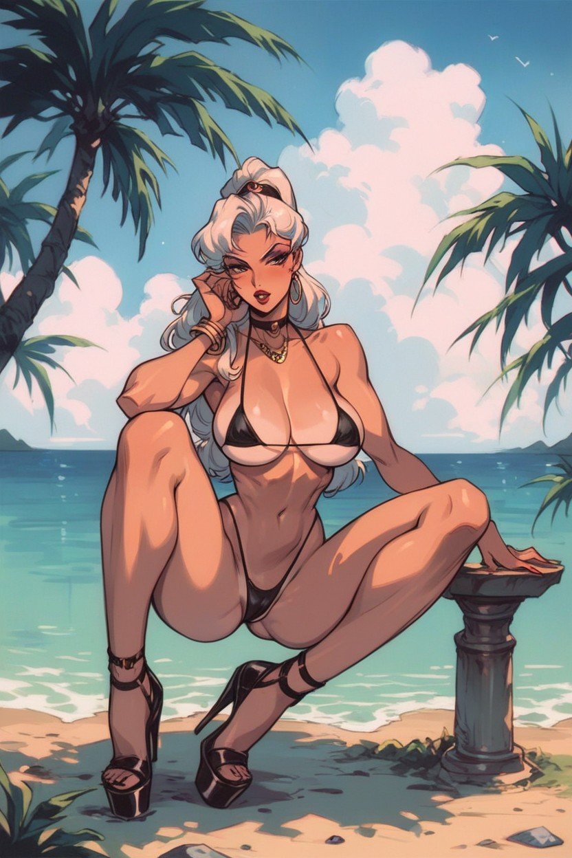 Beach, Hooker Heels, Micro Bikini Furry AI Porn