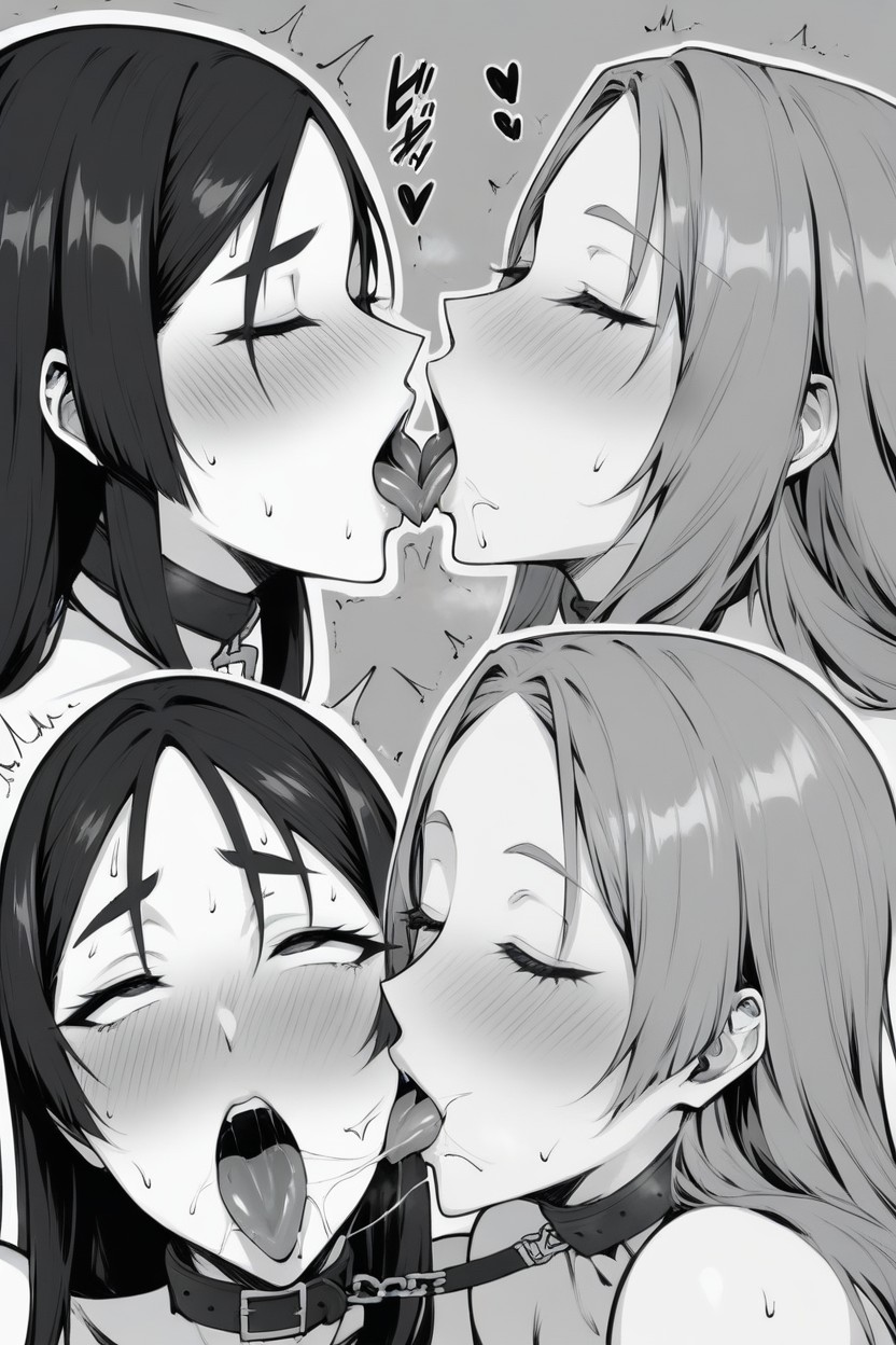 Ahegao, Sweat, Lesbian Hentai AI Porn
