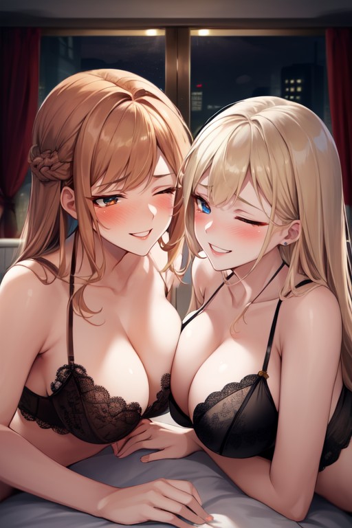 Girls Kissing, Night, 20s AI Porn