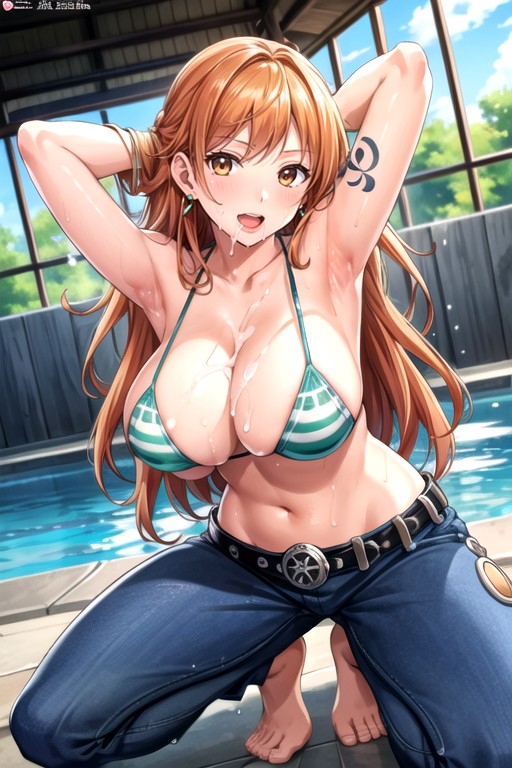 Nami (one Piece), Breast Milk Coming From Breast, Naked In Swimming Pool Furry AI Porn