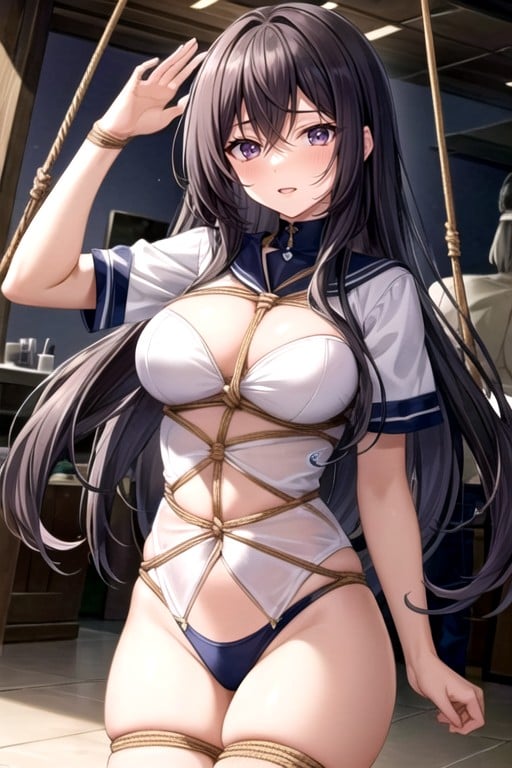 American, Purple Eyes, Sailor Uniform AI Porn