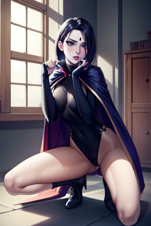 Squatting, Raven (teen Titans) AI Porn