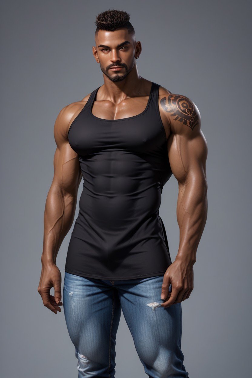 Extremely Muscular Black Man, Oversized, Muscular AI Gay Porn