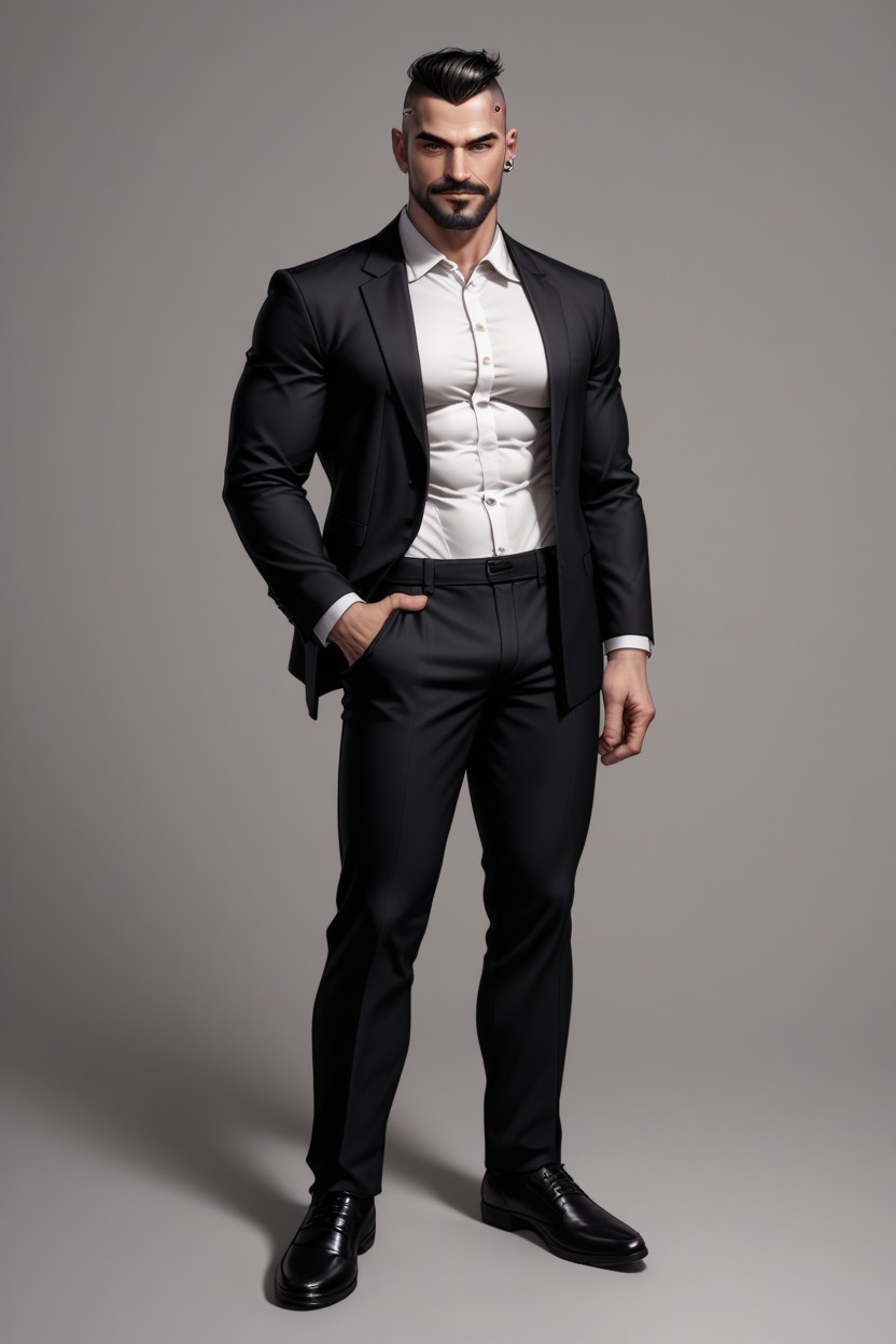 Brown Eyes, Front View, Muscular AI Gay Porn