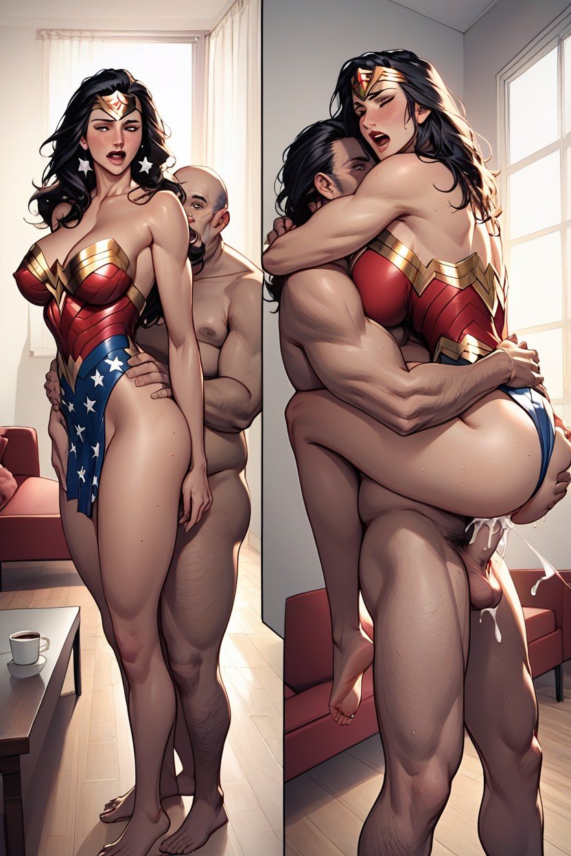 Wonder Woman, Form Fitting Clothes, Sucking Nipple AI Porn