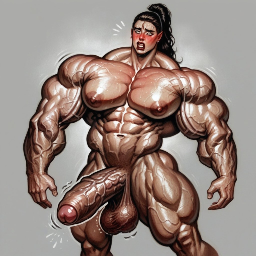 Musclefication, Visible Veins, Extremely Big Muscle Shemale AI Porn