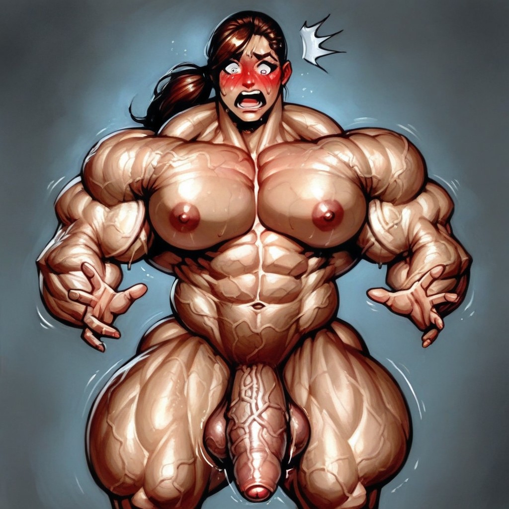 Shredded Muscle, Oiled Skin, Muscle Expansion Shemale AI Porn