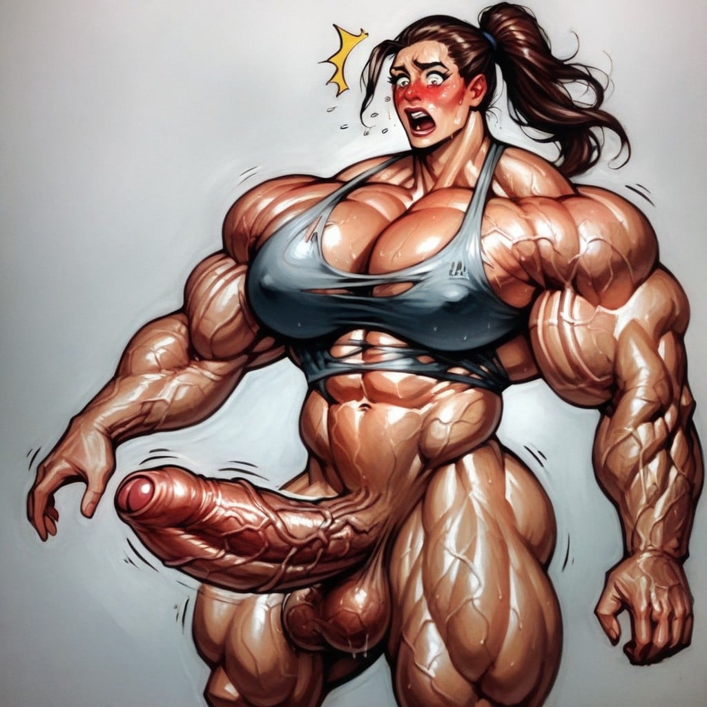 Futa Milf, Veiny Biceps, Brunette Shemale AI Porn