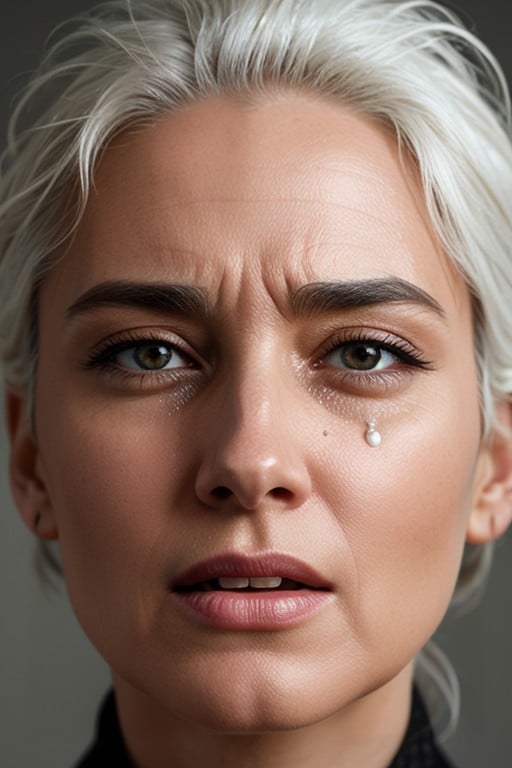 Front View, White Hair, Confused Face AI Porn