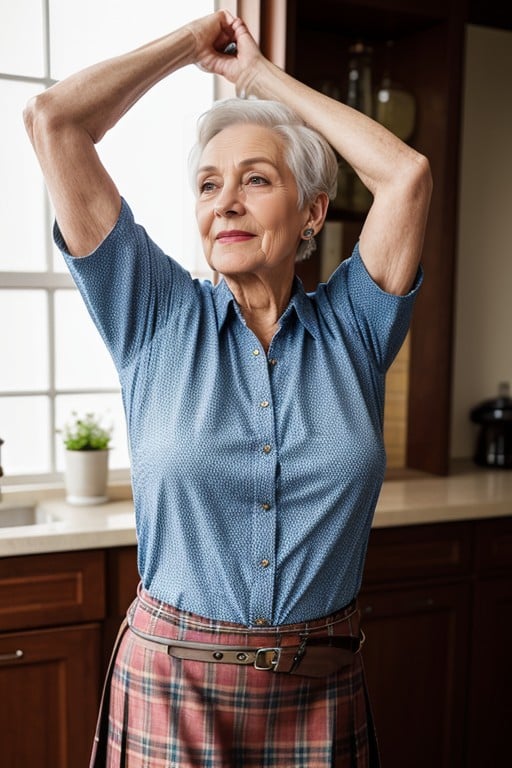 Braços Levantados, 60+, Kilt Pornografia de IA