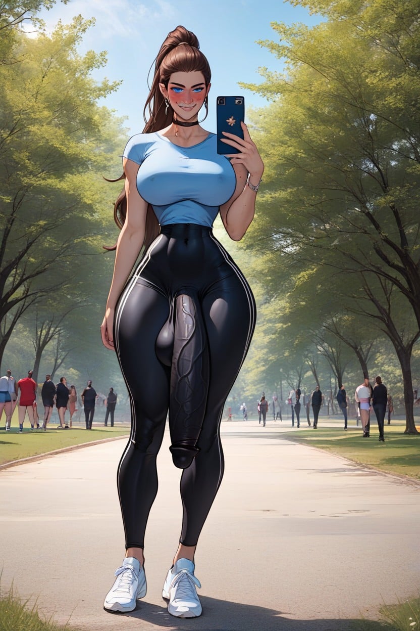 Sexily Curvy, Extremely Well Endowed, Selfie Shemale AI Porn