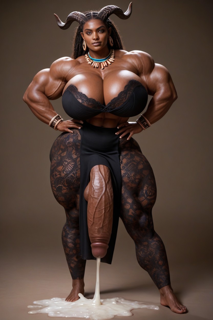 Huge Veins, Dark Skin, Hyper Cock Shemale AI Porn