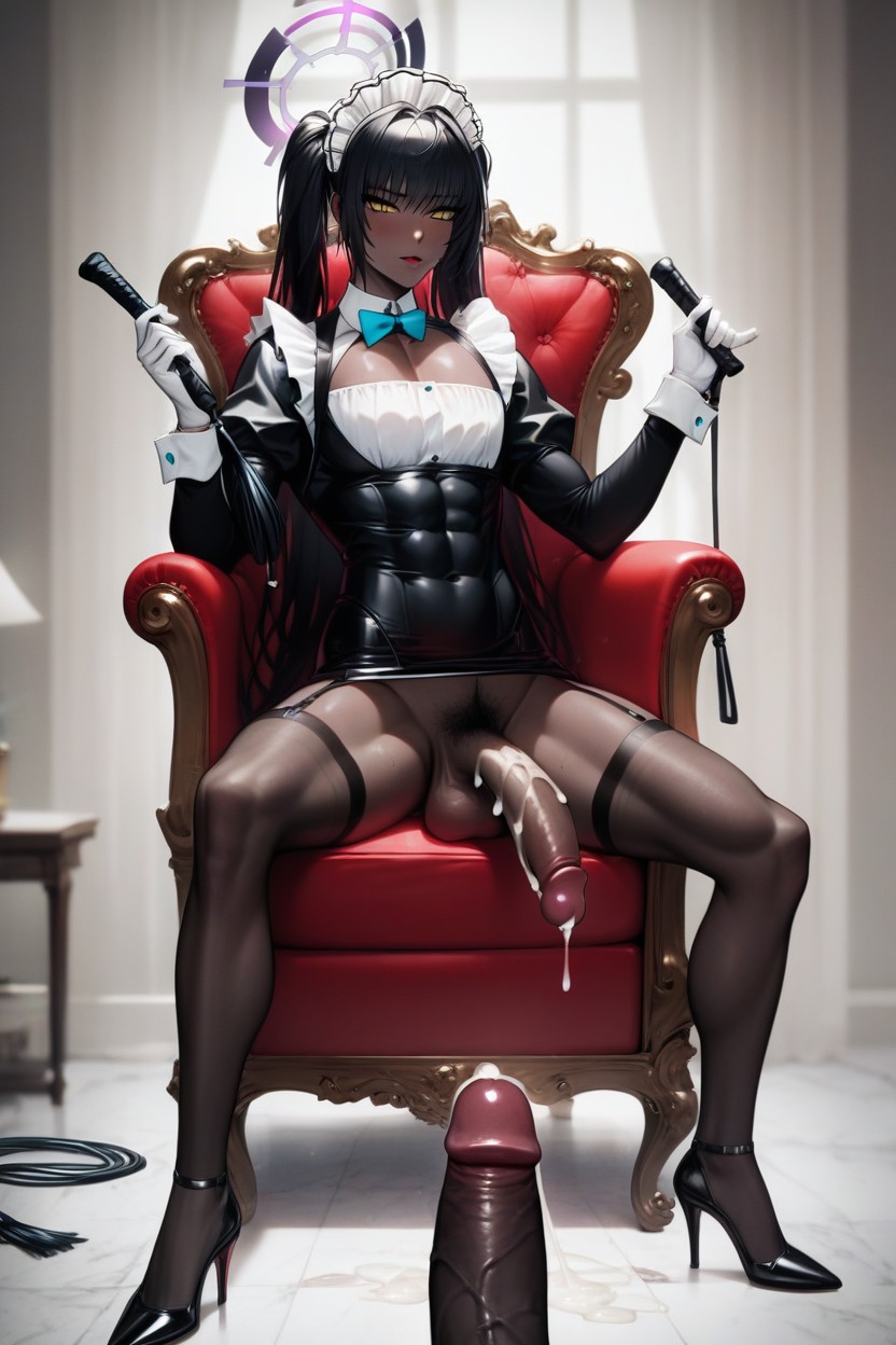 Frilly French Maid Uniform, Gigantic Penis, Mistress Clothes AI Gay Porn