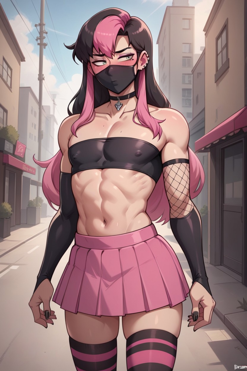 Striped Legwear, K, Feminine Male Hentai AI Porn